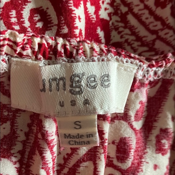 Umgee Off Shoulder Mini Dress Women Size S Girlhood-core Boho Red Cream Paisley - Picture 3 of 14
